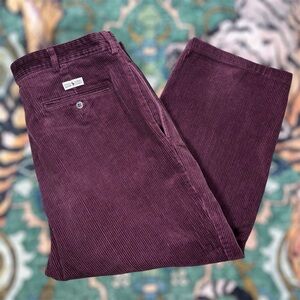 Vintage Polo Ralph Lauren Corduroy Pants Red Burgundy Preppy Pleated Mens 36x23